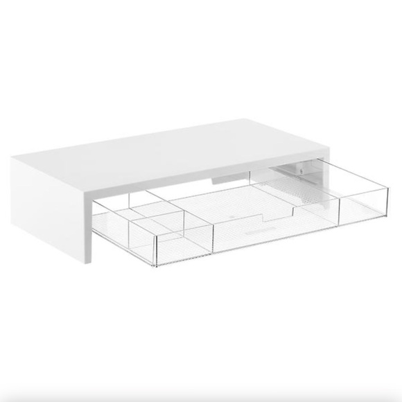 The Container Store: Everything Organizer Monitor Stand with Drawer (white) - Picture 3 of 3